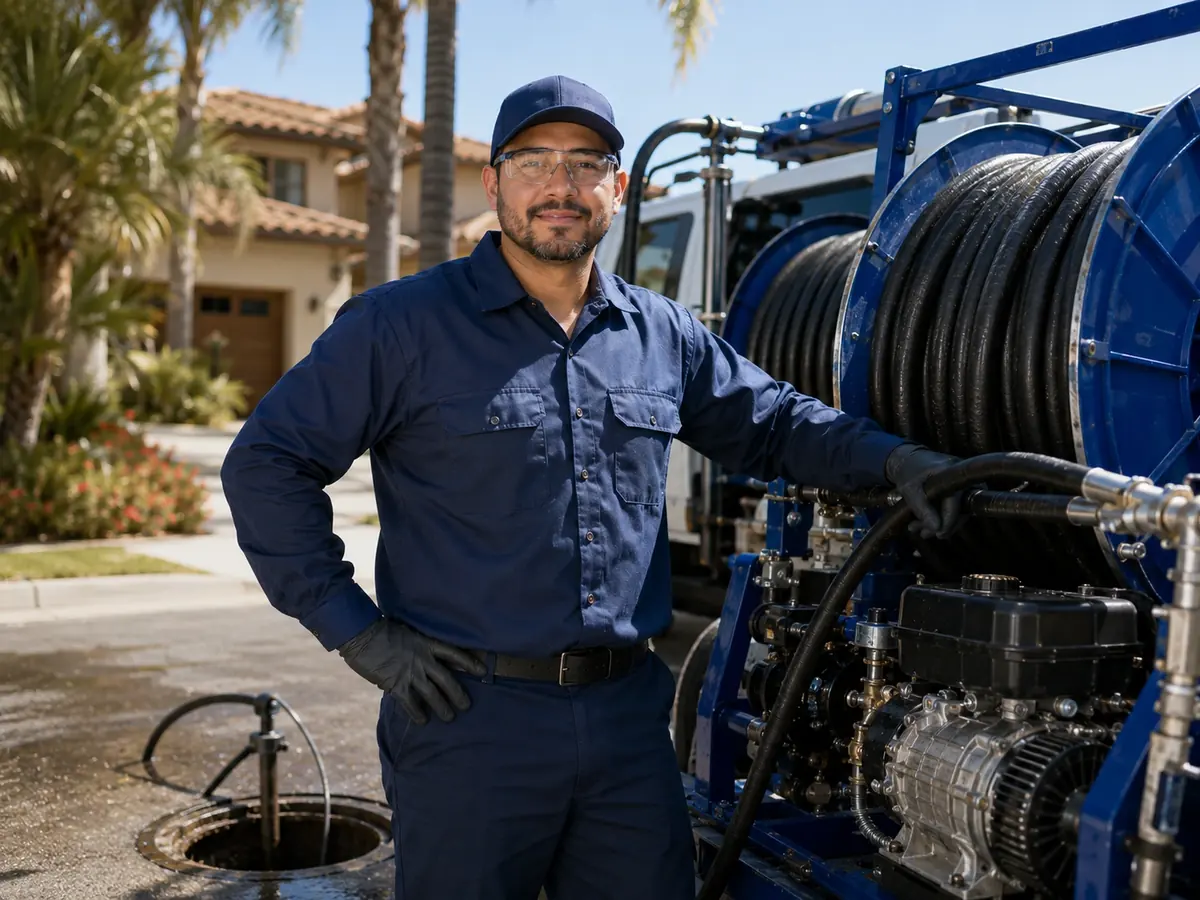 Hydro jet sewer cleaning in Anza
